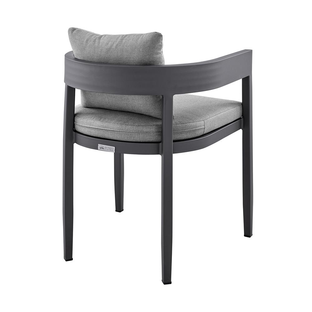 Armen Living - Menorca Outdoor Patio Dining Chairs in Aluminum with Gray Cushions - Set of 2 - LCMQCHGR veiw 5