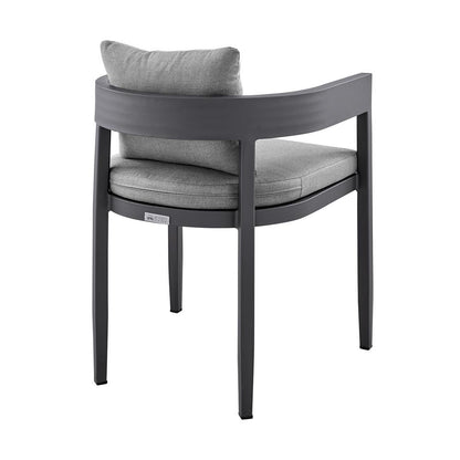 Armen Living - Menorca Outdoor Patio Dining Chairs in Aluminum with Gray Cushions - Set of 2 - LCMQCHGR veiw 5