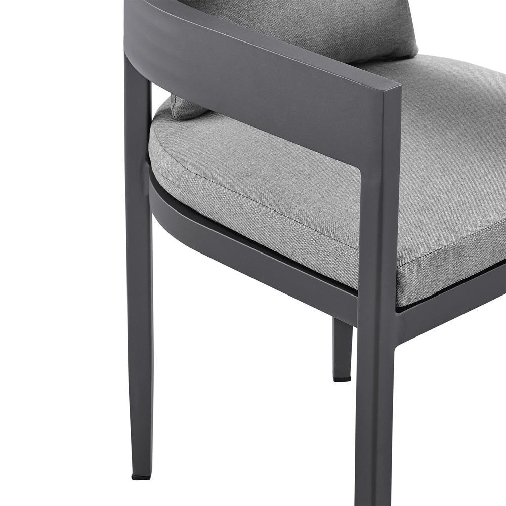Armen Living - Menorca Outdoor Patio Dining Chairs in Aluminum with Gray Cushions - Set of 2 - LCMQCHGR veiw 6