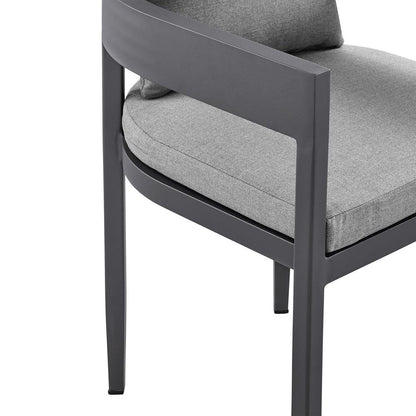 Armen Living - Menorca Outdoor Patio Dining Chairs in Aluminum with Gray Cushions - Set of 2 - LCMQCHGR veiw 6