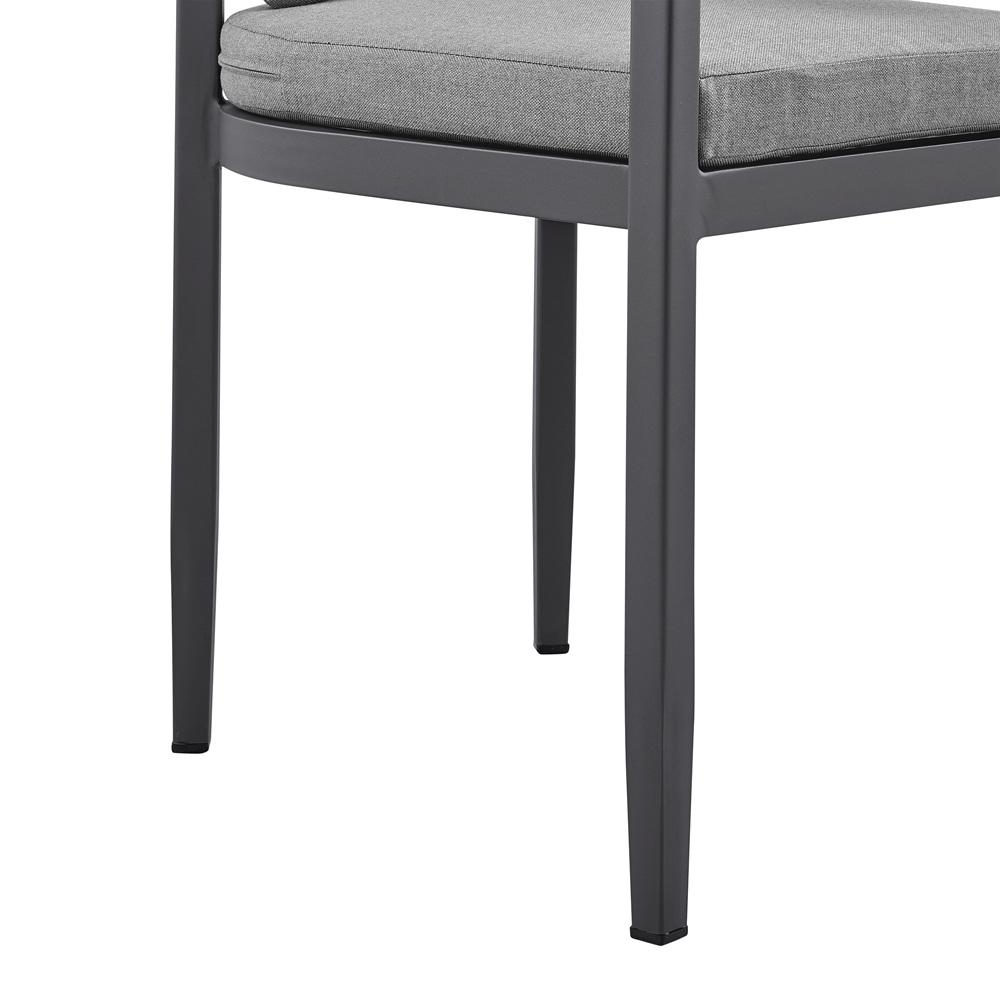 Armen Living - Menorca Outdoor Patio Dining Chairs in Aluminum with Gray Cushions - Set of 2 - LCMQCHGR veiw 7