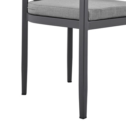Armen Living - Menorca Outdoor Patio Dining Chairs in Aluminum with Gray Cushions - Set of 2 - LCMQCHGR veiw 7