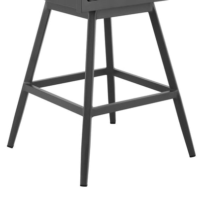 Armen Living - Menorca Outdoor Patio Swivel Bar Stool in Aluminum with Gray Cushions - LCMQSWBAGR30 veiw 7