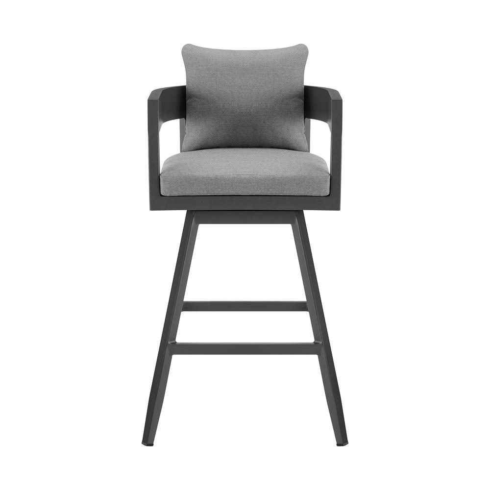 Armen Living - Menorca Outdoor Patio Swivel Counter Stool in Aluminum with Gray Cushions - LCMQSWBAGR26 veiw 2