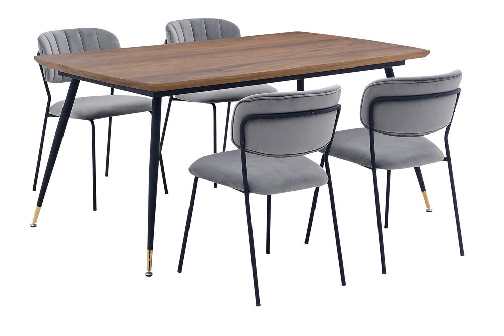 Armen Living - Messina and Carlo Gray Velvet 5 Piece Rectangular Dining Set - SETMSDIGR5B veiw 1