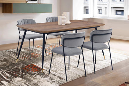 Armen Living - Messina and Carlo Gray Velvet 5 Piece Rectangular Dining Set - SETMSDIGR5B veiw 8