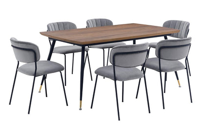 Armen Living - Messina and Carlo Gray Velvet 7 Piece Rectangular Dining Set - SETMSDIGR7B veiw 1