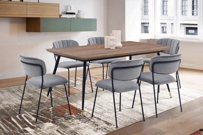 Armen Living - Messina and Carlo Gray Velvet 7 Piece Rectangular Dining Set - SETMSDIGR7B veiw 8
