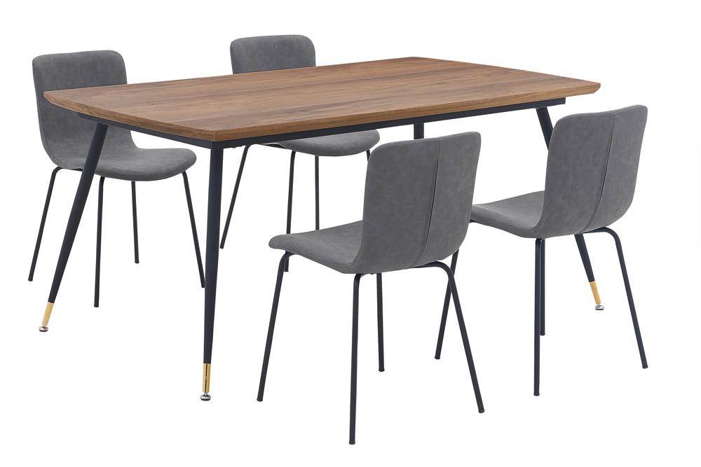 Armen Living - Messina and Gillian Dark Gray Faux Leather 5 Piece Rectangular Dining Set - SETMSDIGR5C veiw 1