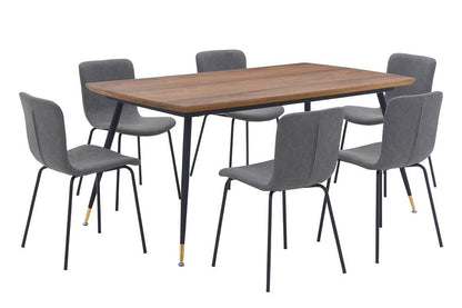 Armen Living - Messina and Gillian Dark Gray Faux Leather 7 Piece Rectangular Dining Set - SETMSDIGR7C veiw 1