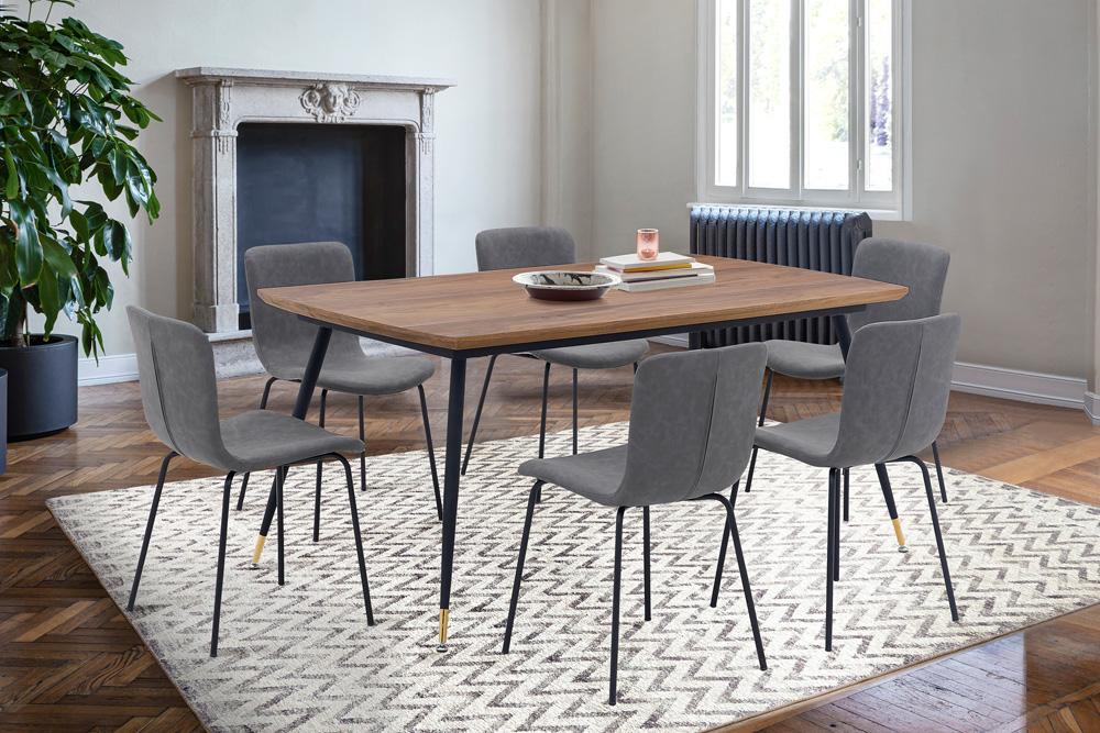 Armen Living - Messina and Gillian Dark Gray Faux Leather 7 Piece Rectangular Dining Set - SETMSDIGR7C veiw 8