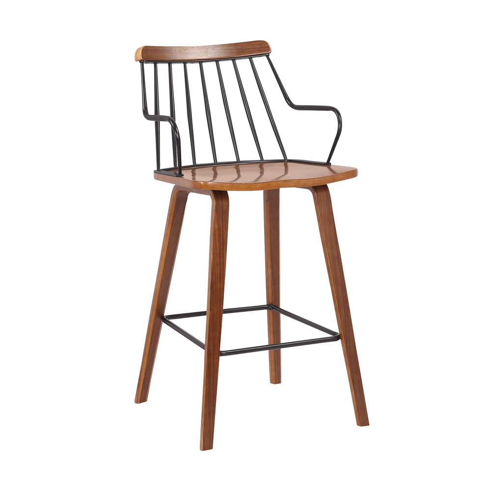 Armen Living - Micah Walnut and Metal Modern 26in Counter Height Bar Stool - LCMIBAWA26 veiw 1
