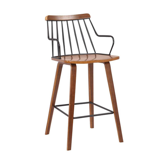 Armen Living - Micah Walnut and Metal Modern 26in Counter Height Bar Stool - LCMIBAWA26 veiw 1