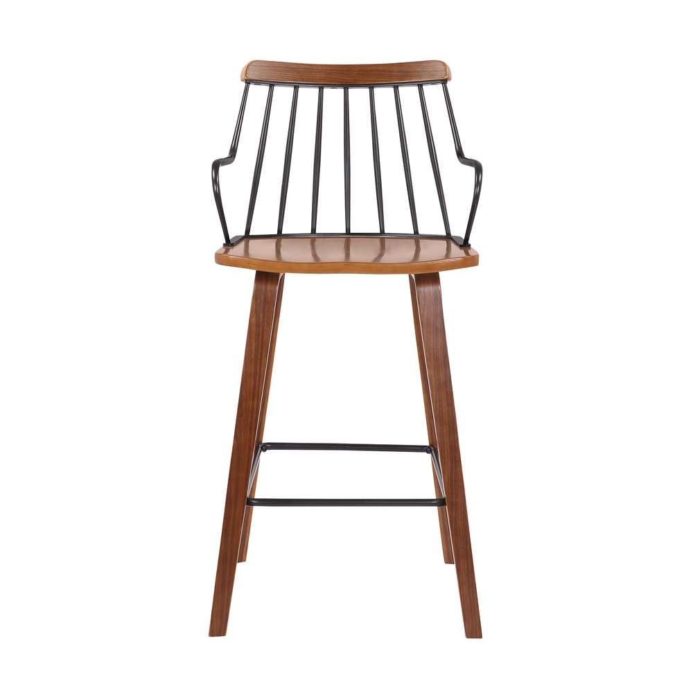 Armen Living - Micah Walnut and Metal Modern 26in Counter Height Bar Stool - LCMIBAWA26 veiw 2