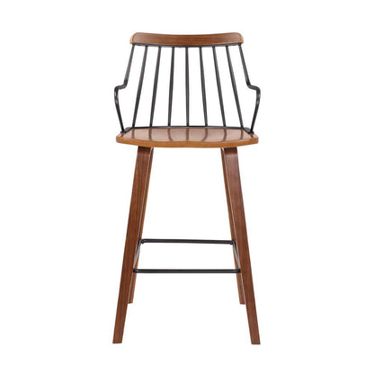 Armen Living - Micah Walnut and Metal Modern 26in Counter Height Bar Stool - LCMIBAWA26 veiw 2
