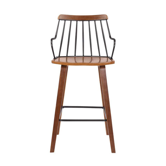 Armen Living - Micah Walnut and Metal Modern 26in Counter Height Bar Stool - LCMIBAWA26 veiw 2