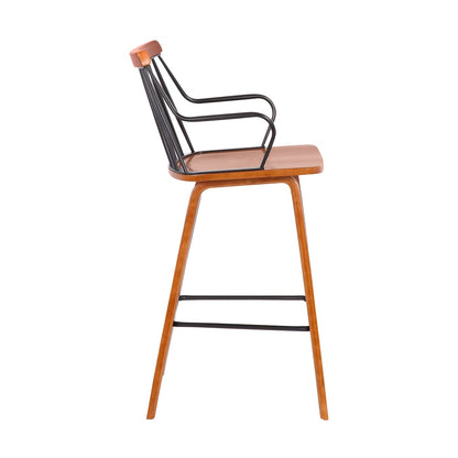 Armen Living - Micah Walnut and Metal Modern 26in Counter Height Bar Stool - LCMIBAWA26 veiw 3