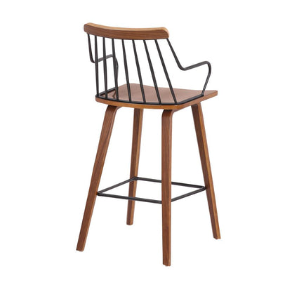 Armen Living - Micah Walnut and Metal Modern 26in Counter Height Bar Stool - LCMIBAWA26 veiw 4