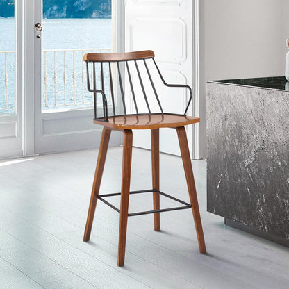 Armen Living - Micah Walnut and Metal Modern 26in Counter Height Bar Stool - LCMIBAWA26 veiw 6