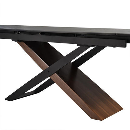 Armen Living - Milena Extendable Dining Table in Stone and Wood - LCMIDIWASH veiw 5