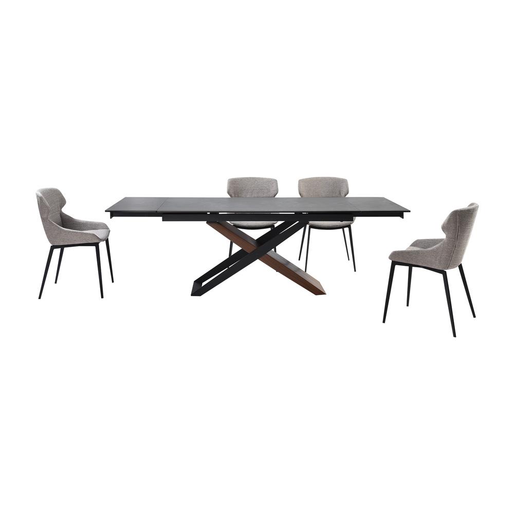 Armen Living - Milena Kenna 5 Piece Dining Set with Gray Fabric Chairs - SETMIMK5GB veiw 1