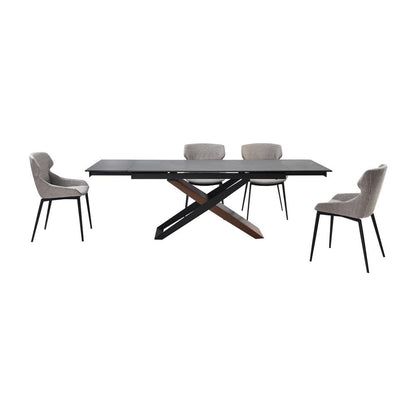 Armen Living - Milena Kenna 5 Piece Dining Set with Gray Fabric Chairs - SETMIMK5GB veiw 1
