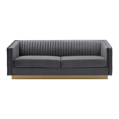 Armen Living - Miranda Dark Gray Velvet and Gold Sofa - LCMR3GREY veiw 1
