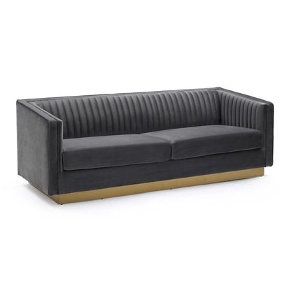 Armen Living - Miranda Dark Gray Velvet and Gold Sofa - LCMR3GREY veiw 2