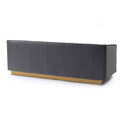 Armen Living - Miranda Dark Gray Velvet and Gold Sofa - LCMR3GREY veiw 3