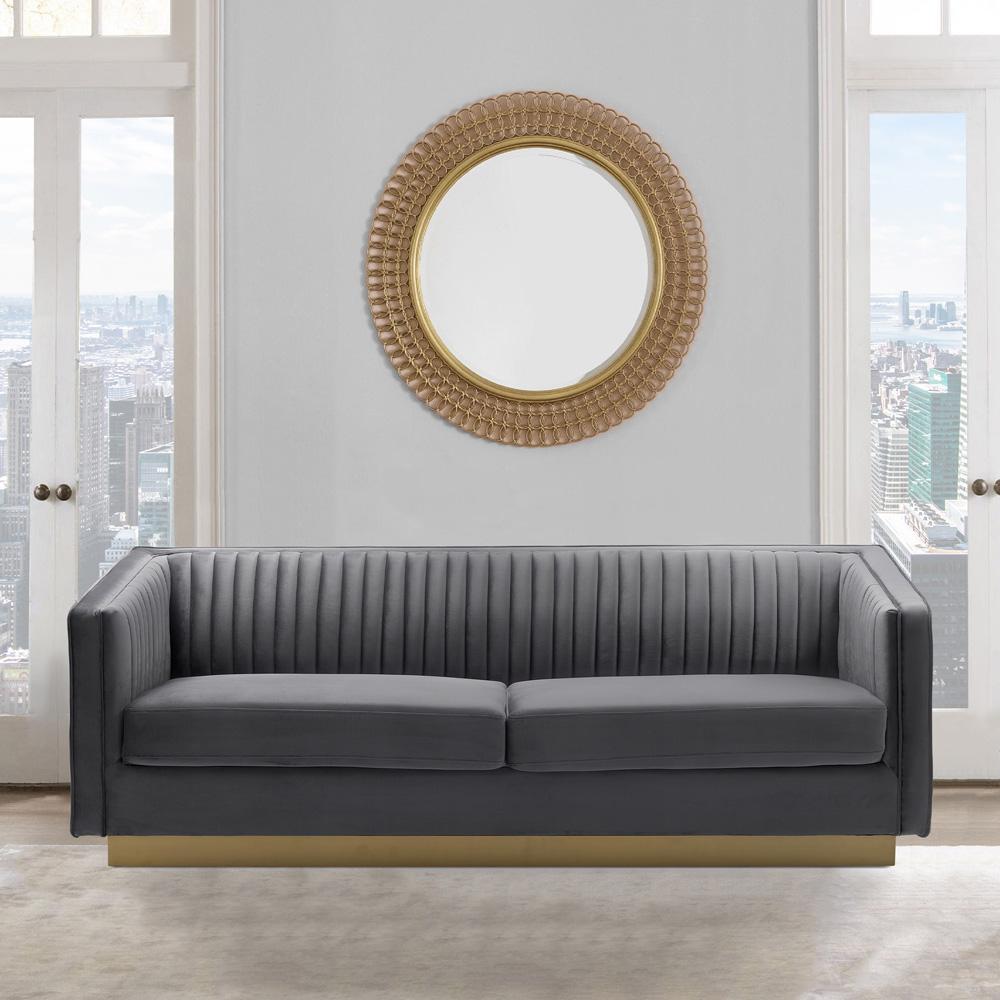 Armen Living - Miranda Dark Gray Velvet and Gold Sofa - LCMR3GREY veiw 5