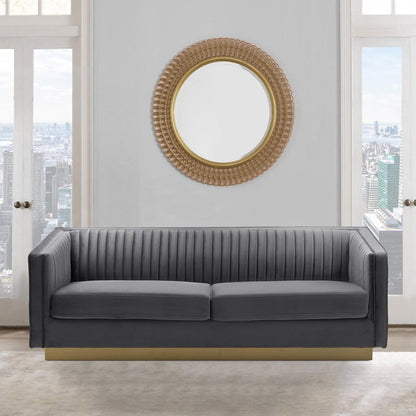 Armen Living - Miranda Dark Gray Velvet and Gold Sofa - LCMR3GREY veiw 5