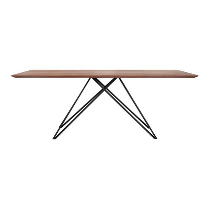 Armen Living - Modena Contemporary Dining Table in Matte Black Finish and Walnut Wood Top - LCMNDIWABL veiw 2