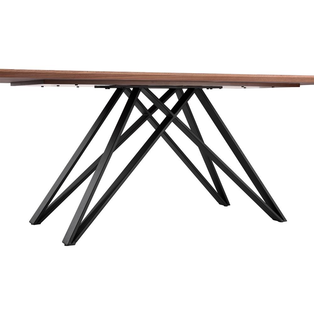 Armen Living - Modena Contemporary Dining Table in Matte Black Finish and Walnut Wood Top - LCMNDIWABL veiw 3