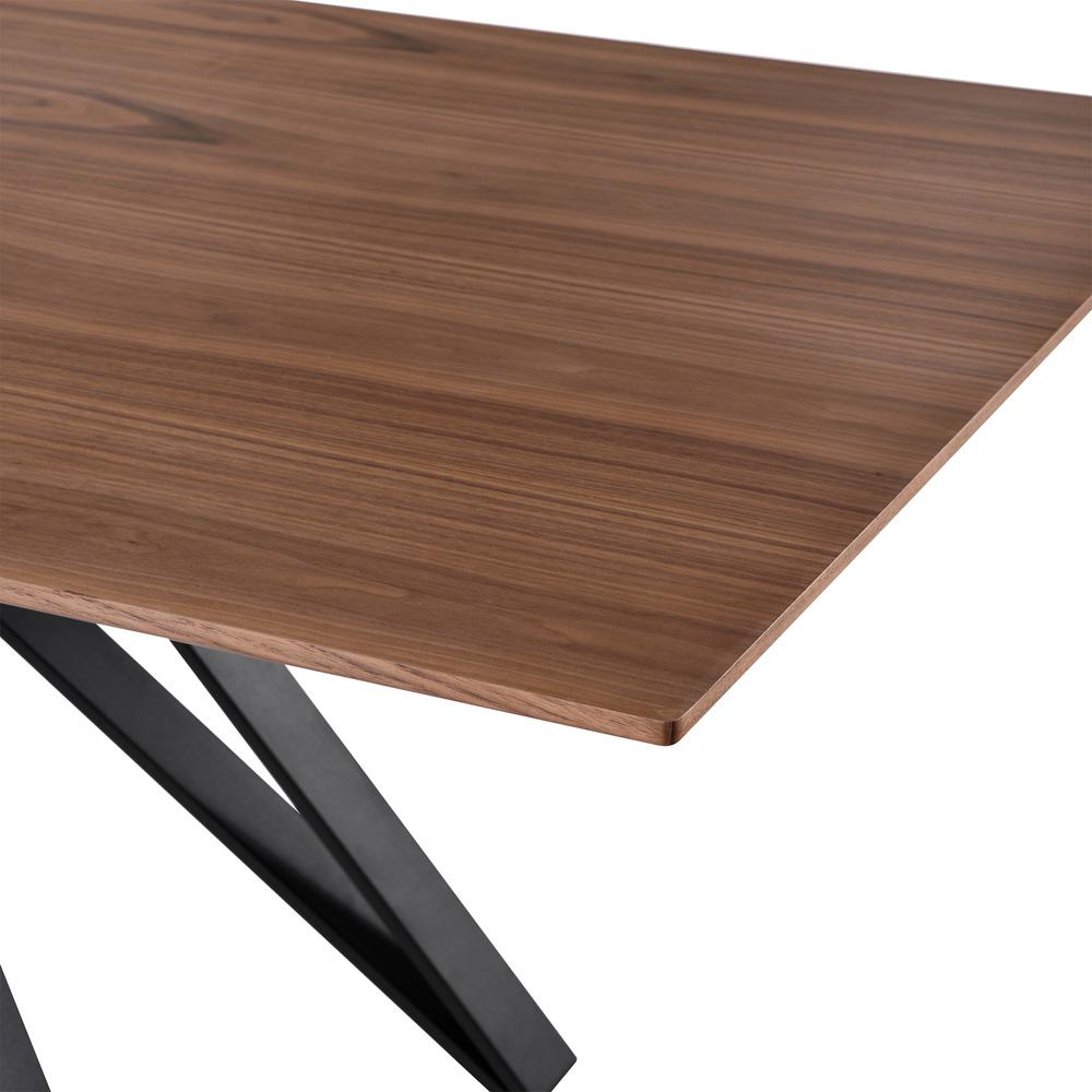 Armen Living - Modena Contemporary Dining Table in Matte Black Finish and Walnut Wood Top - LCMNDIWABL veiw 5