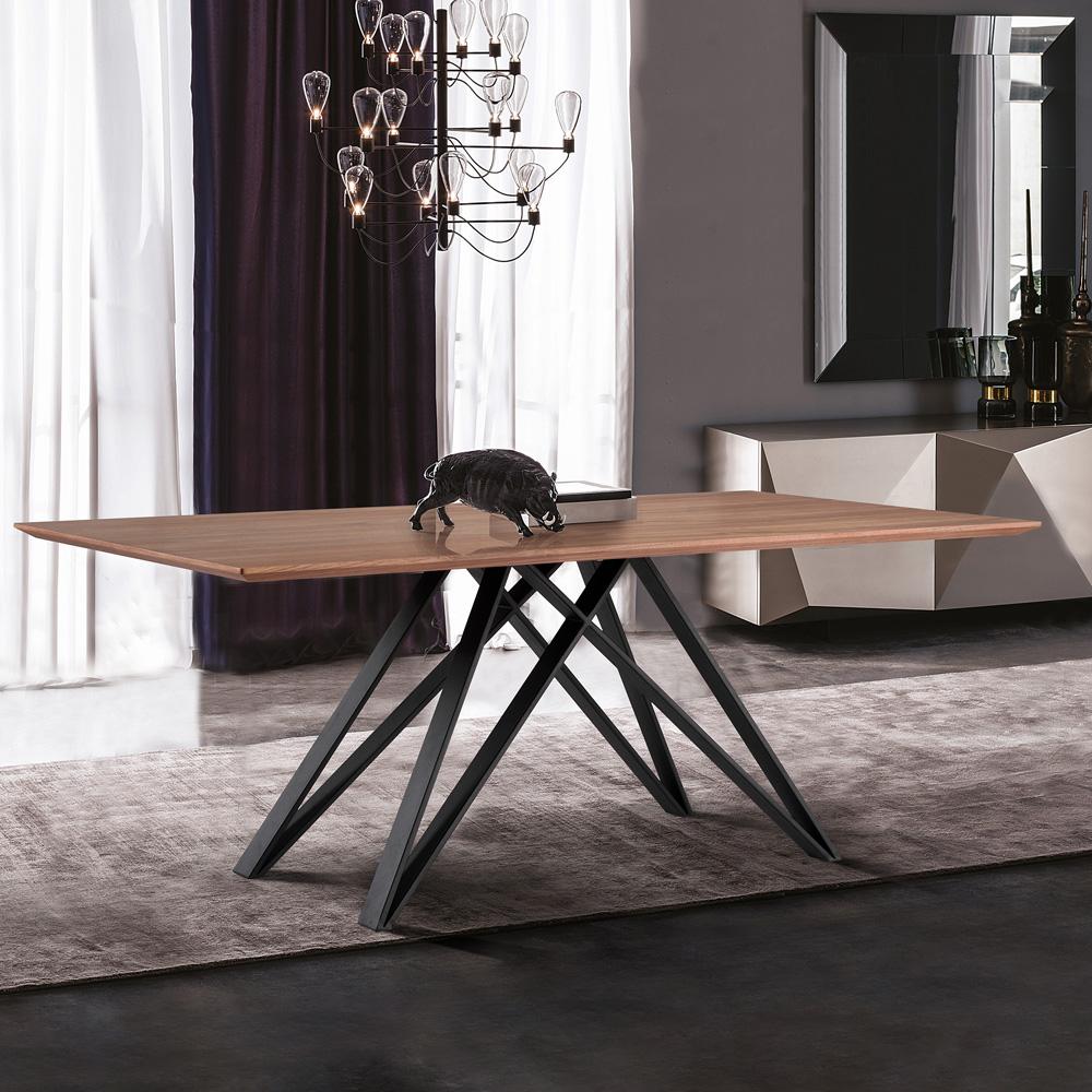 Armen Living - Modena Contemporary Dining Table in Matte Black Finish and Walnut Wood Top - LCMNDIWABL veiw 7