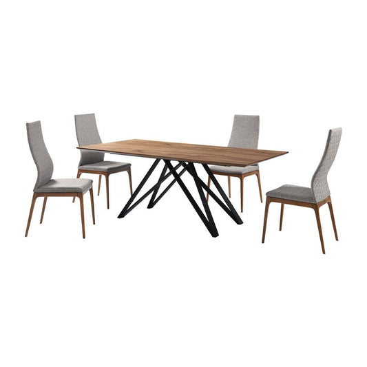 Armen Living - Modena Parker 5 Piece Dining Set with Gray Fabric Chairs - SETMOPK5GB veiw 1