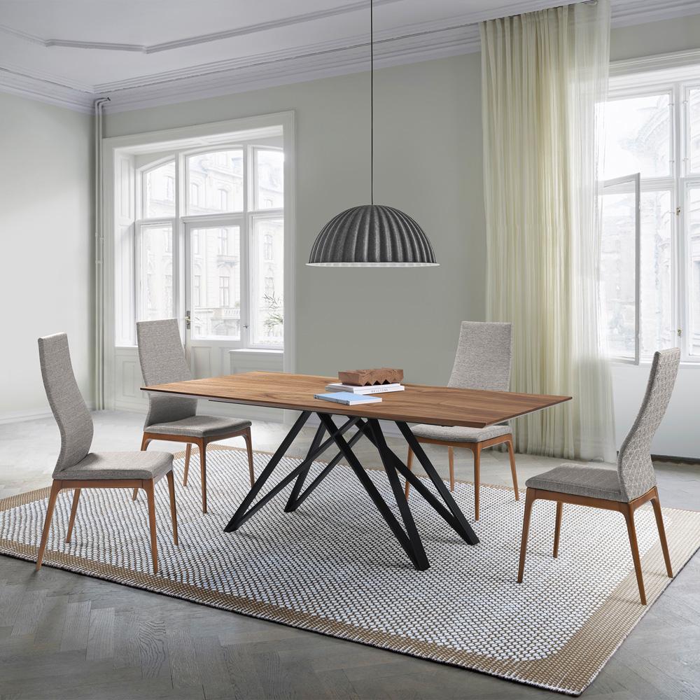 Armen Living - Modena Parker 5 Piece Dining Set with Gray Fabric Chairs - SETMOPK5GB veiw 8