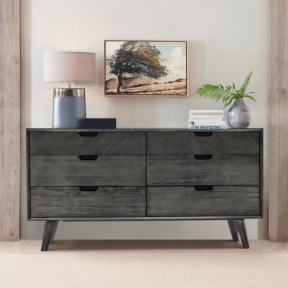 Armen Living - Mohave Mid-Century Tundra Gray Acacia 6 Drawer Dresser - LCMODRTG - CLOSEOUT veiw 8