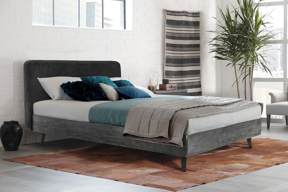 Armen Living - Mohave Mid Century Tundra Gray Acacia Queen Platform Bed - LCMVBDTGQN - CLOSEOUT veiw 7