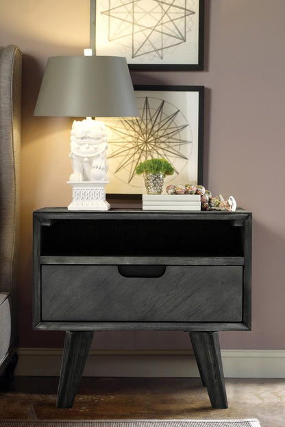 Armen Living - Mohave Mid-Century Tundra Gray Acacia Single Drawer Night Stand - LCMOLATG - CLOSEOUT veiw 6