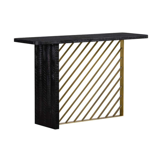 Armen Living - Monaco Black Wood Console Table with Antique Brass Accent - LCMOCNBL veiw 1