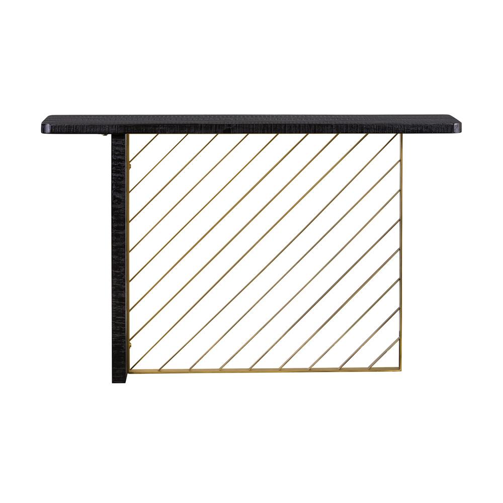 Armen Living - Monaco Black Wood Console Table with Antique Brass Accent - LCMOCNBL veiw 2