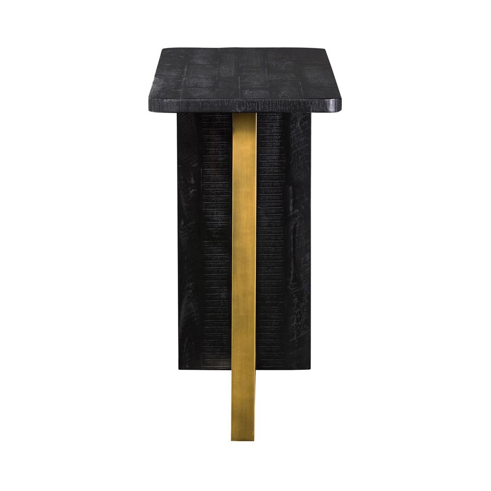 Armen Living - Monaco Black Wood Console Table with Antique Brass Accent - LCMOCNBL veiw 3