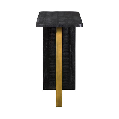 Armen Living - Monaco Black Wood Console Table with Antique Brass Accent - LCMOCNBL veiw 3