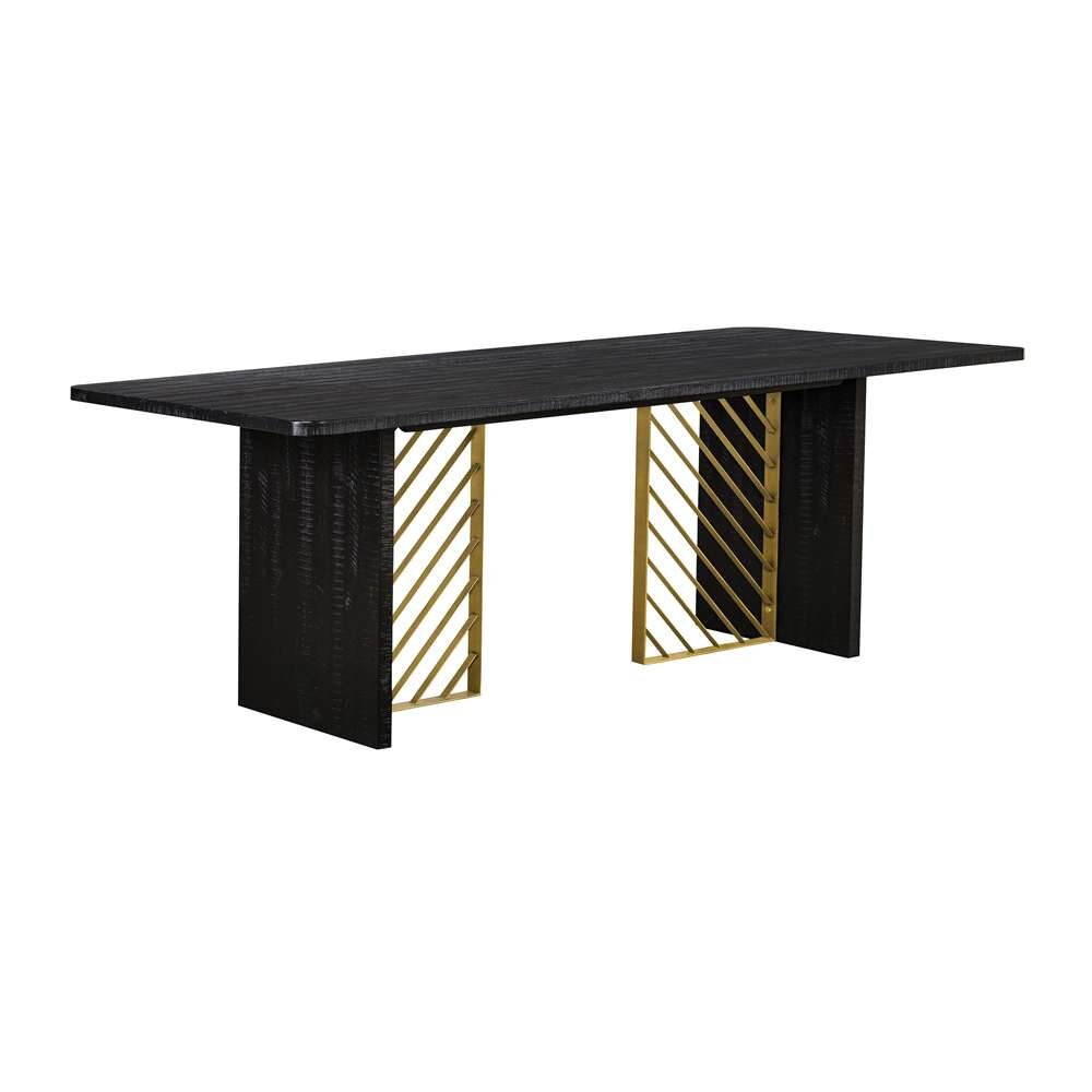 Armen Living - Monaco Black Wood Dining Table with Antique Brass Accent - LCMODIBL veiw 1