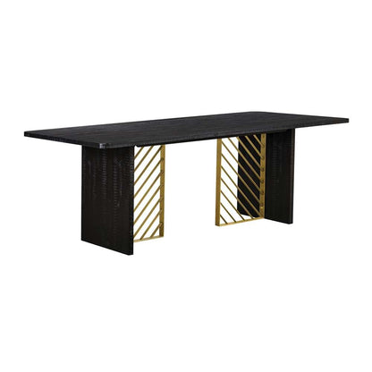 Armen Living - Monaco Black Wood Dining Table with Antique Brass Accent - LCMODIBL veiw 1