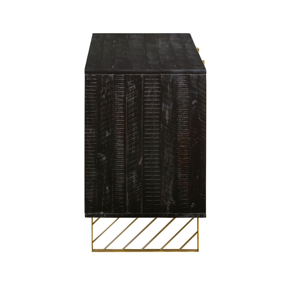 Armen Living - Monaco Rectangular Black Wood Sideboard with Antique Brass Accent - LCMOBUBL veiw 4