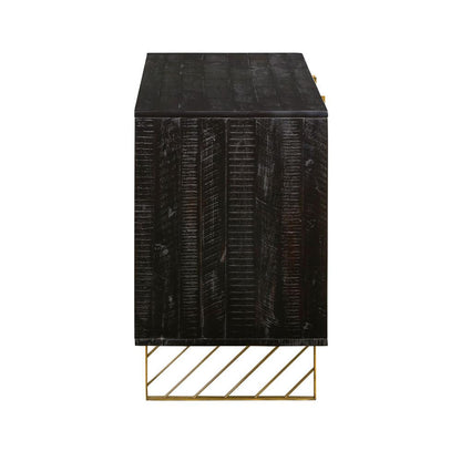 Armen Living - Monaco Rectangular Black Wood Sideboard with Antique Brass Accent - LCMOBUBL veiw 4