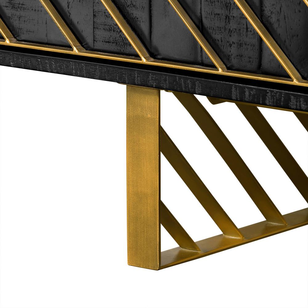 Armen Living - Monaco Rectangular Black Wood Sideboard with Antique Brass Accent - LCMOBUBL veiw 7