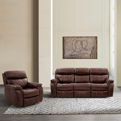 Armen Living - Montague Dual Power Headrest and Lumbar Support Recliner Chair in Genuine Brown Leather - LCMN1BR veiw 10